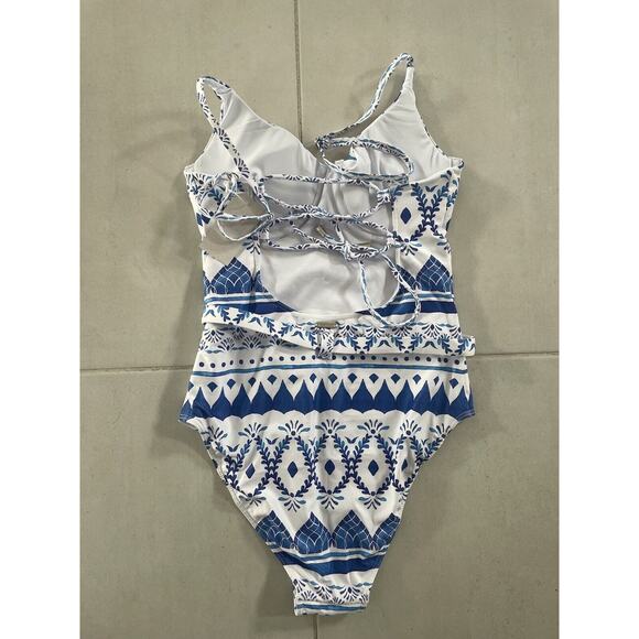 Kenny Flowers Swim  One Piece Swimsuit Belted The Espana Swimwear Sz ML - Picture 6 of 11